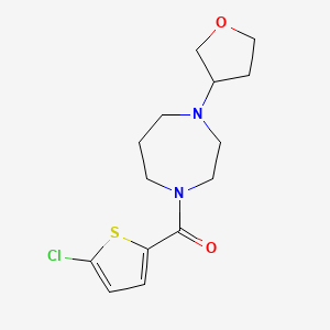 molecular formula C14H19ClN2O2S B2955200 (5-Chlorothiophen-2-yl)(4-(tetrahydrofuran-3-yl)-1,4-diazepan-1-yl)methanone CAS No. 2320177-44-2