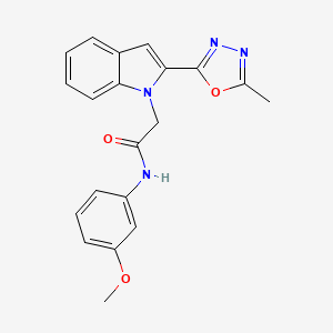 molecular formula C20H18N4O3 B2955213 N-(3-methoxyphenyl)-2-(2-(5-methyl-1,3,4-oxadiazol-2-yl)-1H-indol-1-yl)acetamide CAS No. 923673-84-1