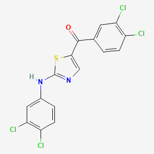 molecular formula C16H8Cl4N2OS B2955216 [2-[3,4-Dichloroanilino]-1,3-thiazol-5-yl][3,4-dichlorophenyl]methanone CAS No. 339023-11-9