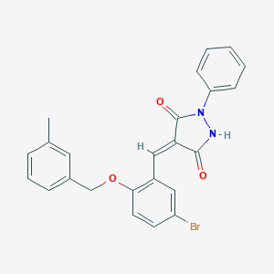molecular formula C24H19BrN2O3 B295522 4-{5-Bromo-2-[(3-methylbenzyl)oxy]benzylidene}-1-phenyl-3,5-pyrazolidinedione 