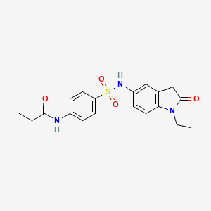 molecular formula C19H21N3O4S B2955234 N-(4-(N-(1-ethyl-2-oxoindolin-5-yl)sulfamoyl)phenyl)propionamide CAS No. 921786-98-3