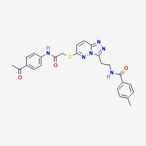 molecular formula C25H24N6O3S B2955239 N-(2-(6-((2-((4-acetylphenyl)amino)-2-oxoethyl)thio)-[1,2,4]triazolo[4,3-b]pyridazin-3-yl)ethyl)-4-methylbenzamide CAS No. 872995-06-7