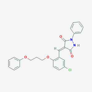 molecular formula C25H21ClN2O4 B295524 4-[5-Chloro-2-(3-phenoxypropoxy)benzylidene]-1-phenyl-3,5-pyrazolidinedione 