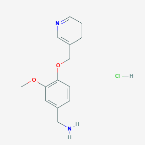 molecular formula C14H17ClN2O2 B2955241 [3-Methoxy-4-(pyridin-3-ylmethoxy)phenyl]methanamine hydrochloride CAS No. 1171416-48-0