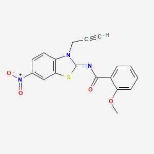 molecular formula C18H13N3O4S B2955250 (Z)-2-甲氧基-N-(6-硝基-3-(丙-2-炔-1-基)苯并[d]噻唑-2(3H)-亚烷基)苯甲酰胺 CAS No. 865181-69-7