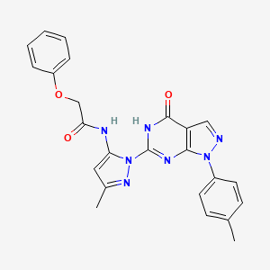 molecular formula C24H21N7O3 B2955254 N-(3-methyl-1-(4-oxo-1-(p-tolyl)-4,5-dihydro-1H-pyrazolo[3,4-d]pyrimidin-6-yl)-1H-pyrazol-5-yl)-2-phenoxyacetamide CAS No. 1170803-96-9