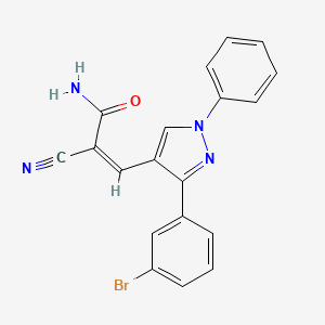 molecular formula C19H13BrN4O B2955257 (Z)-3-[3-(3-bromophenyl)-1-phenylpyrazol-4-yl]-2-cyanoprop-2-enamide CAS No. 371776-30-6