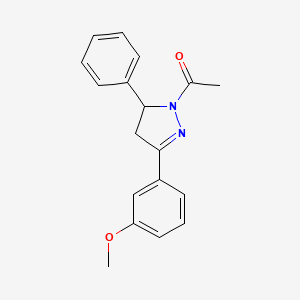 molecular formula C18H18N2O2 B2955260 1-[5-(3-甲氧基苯基)-3-苯基-3,4-二氢吡唑-2-基]乙酮 CAS No. 72129-79-4