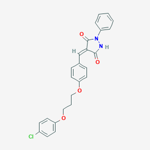 molecular formula C25H21ClN2O4 B295527 4-{4-[3-(4-Chlorophenoxy)propoxy]benzylidene}-1-phenyl-3,5-pyrazolidinedione 