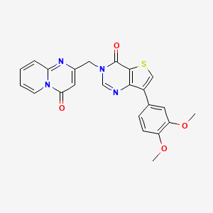 molecular formula C23H18N4O4S B2955271 2-{[7-(3,4-dimethoxyphenyl)-4-oxothieno[3,2-d]pyrimidin-3(4H)-yl]methyl}-4H-pyrido[1,2-a]pyrimidin-4-one CAS No. 1105220-11-8