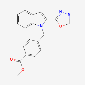 molecular formula C19H15N3O3 B2955280 4-((2-(1,3,4-恶二唑-2-基)-1H-吲哚-1-基)甲基)苯甲酸甲酯 CAS No. 921568-00-5