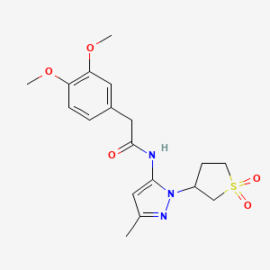 molecular formula C18H23N3O5S B2955285 2-(3,4-dimethoxyphenyl)-N-(1-(1,1-dioxidotetrahydrothiophen-3-yl)-3-methyl-1H-pyrazol-5-yl)acetamide CAS No. 1172308-86-9