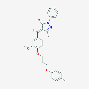 molecular formula C28H28N2O4 B295529 4-{3-methoxy-4-[3-(4-methylphenoxy)propoxy]benzylidene}-5-methyl-2-phenyl-2,4-dihydro-3H-pyrazol-3-one 