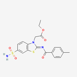 (Z)-ethyl 2-(2-((4-methylbenzoyl)imino)-6-sulfamoylbenzo[d]thiazol-3(2H)-yl)acetate