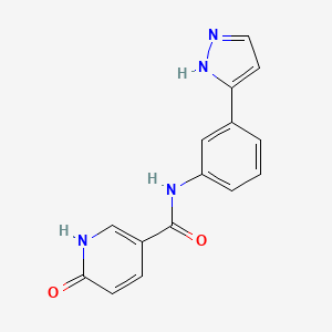molecular formula C15H12N4O2 B2955303 N-(3-(1H-pyrazol-3-yl)phenyl)-6-oxo-1,6-dihydropyridine-3-carboxamide CAS No. 1206991-98-1