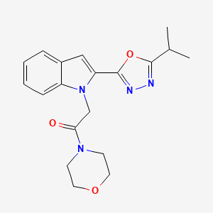 molecular formula C19H22N4O3 B2955310 2-(2-(5-isopropyl-1,3,4-oxadiazol-2-yl)-1H-indol-1-yl)-1-morpholinoethanone CAS No. 941927-73-7