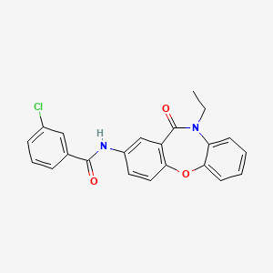 molecular formula C22H17ClN2O3 B2955314 3-氯-N-(10-乙基-11-氧代-10,11-二氢二苯并[b,f][1,4]恶杂环庚-2-基)苯甲酰胺 CAS No. 922029-56-9