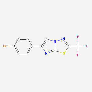 molecular formula C11H5BrF3N3S B2955318 6-(4-Bromophenyl)-2-(trifluoromethyl)imidazo[2,1-b][1,3,4]thiadiazole CAS No. 798573-44-1