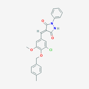 molecular formula C25H21ClN2O4 B295533 (4E)-4-{3-chloro-5-methoxy-4-[(4-methylbenzyl)oxy]benzylidene}-1-phenylpyrazolidine-3,5-dione 