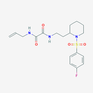 molecular formula C18H24FN3O4S B2955330 N1-allyl-N2-(2-(1-((4-fluorophenyl)sulfonyl)piperidin-2-yl)ethyl)oxalamide CAS No. 898444-95-6