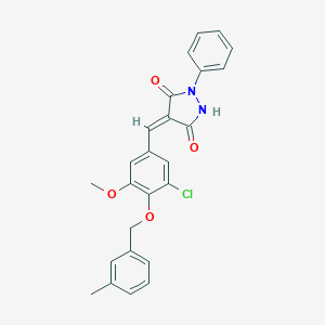 molecular formula C25H21ClN2O4 B295534 (4E)-4-{3-chloro-5-methoxy-4-[(3-methylbenzyl)oxy]benzylidene}-1-phenylpyrazolidine-3,5-dione 