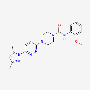 molecular formula C21H25N7O2 B2955350 4-(6-(3,5-dimethyl-1H-pyrazol-1-yl)pyridazin-3-yl)-N-(2-methoxyphenyl)piperazine-1-carboxamide CAS No. 1014090-04-0