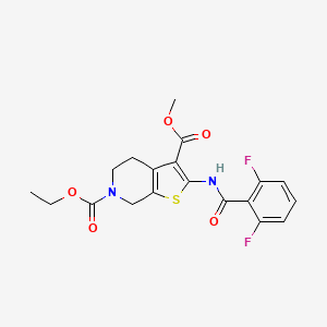 molecular formula C19H18F2N2O5S B2955352 6-乙基-3-甲基-2-(2,6-二氟苯甲酰氨基)-4,5-二氢噻吩并[2,3-c]吡啶-3,6(7H)-二羧酸酯 CAS No. 864926-34-1