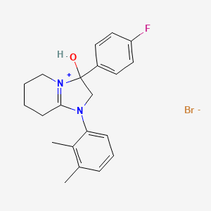 molecular formula C21H24BrFN2O B2955353 1-(2,3-Dimethylphenyl)-3-(4-fluorophenyl)-3-hydroxy-2,3,5,6,7,8-hexahydroimidazo[1,2-a]pyridin-1-ium bromide CAS No. 1101751-20-5