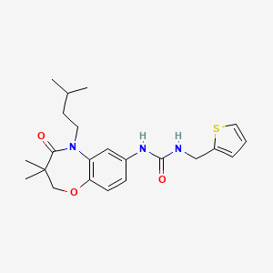 molecular formula C22H29N3O3S B2955360 1-(5-Isopentyl-3,3-dimethyl-4-oxo-2,3,4,5-tetrahydrobenzo[b][1,4]oxazepin-7-yl)-3-(thiophen-2-ylmethyl)urea CAS No. 1172541-89-7