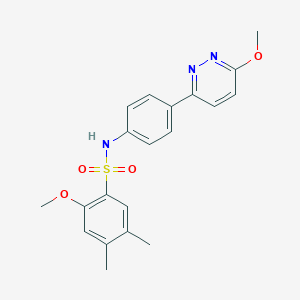 molecular formula C20H21N3O4S B2955366 2-甲氧基-N-[4-(6-甲氧基哒嗪-3-基)苯基]-4,5-二甲基苯磺酰胺 CAS No. 946358-90-3