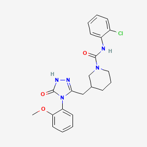 molecular formula C22H24ClN5O3 B2955369 N-(2-chlorophenyl)-3-((4-(2-methoxyphenyl)-5-oxo-4,5-dihydro-1H-1,2,4-triazol-3-yl)methyl)piperidine-1-carboxamide CAS No. 2034585-73-2