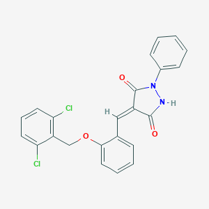 molecular formula C23H16Cl2N2O3 B295537 4-{2-[(2,6-Dichlorobenzyl)oxy]benzylidene}-1-phenyl-3,5-pyrazolidinedione 