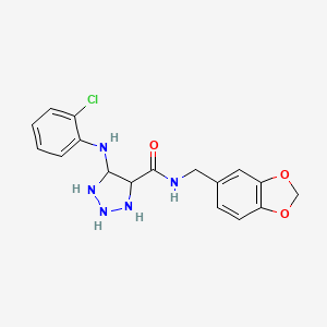 molecular formula C17H14ClN5O3 B2955372 N-(1,3-苯二氧杂环-5-基甲基)-5-(2-氯苯胺)三唑烷-4-甲酰胺 CAS No. 1207047-51-5