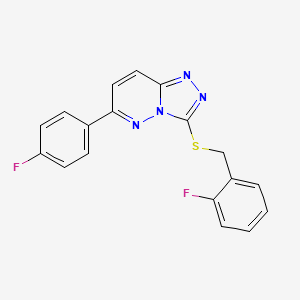 molecular formula C18H12F2N4S B2955374 3-((2-Fluorobenzyl)thio)-6-(4-fluorophenyl)-[1,2,4]triazolo[4,3-b]pyridazine CAS No. 896009-32-8