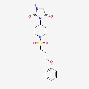 3-(1-((3-Phenoxypropyl)sulfonyl)piperidin-4-yl)imidazolidine-2,4-dione