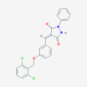 molecular formula C23H16Cl2N2O3 B295539 4-{3-[(2,6-Dichlorobenzyl)oxy]benzylidene}-1-phenyl-3,5-pyrazolidinedione 