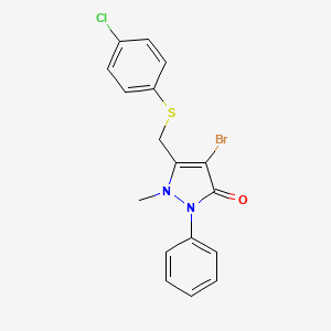 4-Bromo-3-((4-chlorophenylthio)methyl)-2-methyl-1-phenyl-3-pyrazolin-5-one