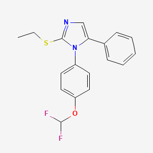 molecular formula C18H16F2N2OS B2955395 1-(4-(difluoromethoxy)phenyl)-2-(ethylthio)-5-phenyl-1H-imidazole CAS No. 1226449-16-6