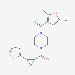 (4-(2,5-Dimethylfuran-3-carbonyl)piperazin-1-yl)(2-(thiophen-2-yl)cyclopropyl)methanone