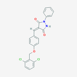 molecular formula C23H16Cl2N2O3 B295540 4-{4-[(2,6-Dichlorobenzyl)oxy]benzylidene}-1-phenyl-3,5-pyrazolidinedione 