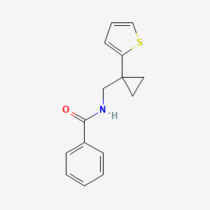 molecular formula C15H15NOS B2955406 N-((1-(thiophen-2-yl)cyclopropyl)methyl)benzamide CAS No. 1203220-04-5