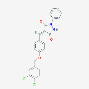 molecular formula C23H16Cl2N2O3 B295541 4-{4-[(3,4-Dichlorobenzyl)oxy]benzylidene}-1-phenyl-3,5-pyrazolidinedione 