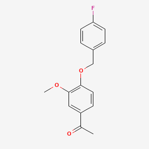 molecular formula C16H15FO3 B2955415 1-{4-[(4-Fluorobenzyl)oxy]-3-methoxyphenyl}ethanone CAS No. 890092-12-3