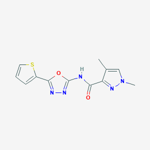 molecular formula C12H11N5O2S B2955418 1,4-二甲基-N-(5-(噻吩-2-基)-1,3,4-恶二唑-2-基)-1H-吡唑-3-甲酰胺 CAS No. 1203405-70-2