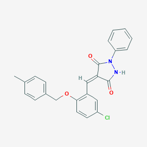 molecular formula C24H19ClN2O3 B295542 4-{5-Chloro-2-[(4-methylbenzyl)oxy]benzylidene}-1-phenyl-3,5-pyrazolidinedione 