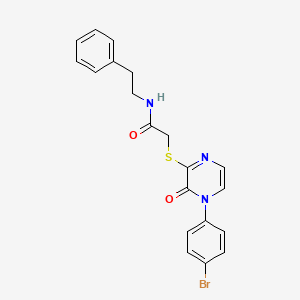 2-((4-(4-bromophenyl)-3-oxo-3,4-dihydropyrazin-2-yl)thio)-N-phenethylacetamide