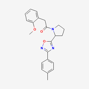 molecular formula C22H23N3O3 B2955423 5-{1-[(2-Methoxyphenyl)acetyl]pyrrolidin-2-yl}-3-(4-methylphenyl)-1,2,4-oxadiazole CAS No. 1795396-04-1