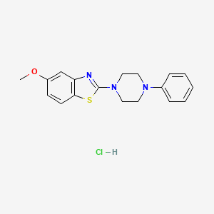 molecular formula C18H20ClN3OS B2955426 5-Methoxy-2-(4-phenylpiperazin-1-yl)benzo[d]thiazole hydrochloride CAS No. 1216874-94-0
