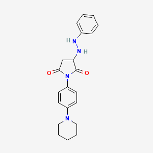 molecular formula C21H24N4O2 B2955429 3-(2-Phenylhydrazinyl)-1-(4-(piperidin-1-yl)phenyl)pyrrolidine-2,5-dione CAS No. 956791-02-9