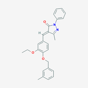 molecular formula C27H26N2O3 B295544 4-{3-ethoxy-4-[(3-methylbenzyl)oxy]benzylidene}-5-methyl-2-phenyl-2,4-dihydro-3H-pyrazol-3-one 